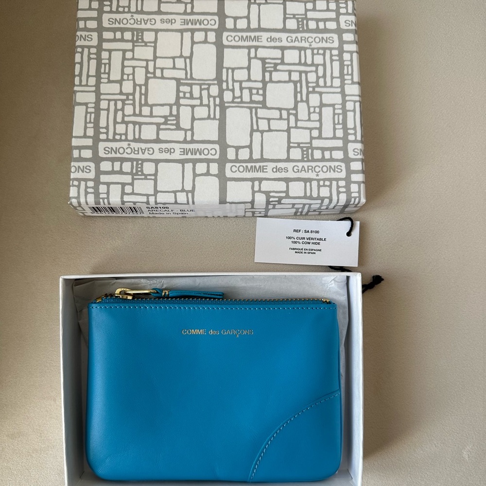 Comme Des Garçons Blue Leather Wallet